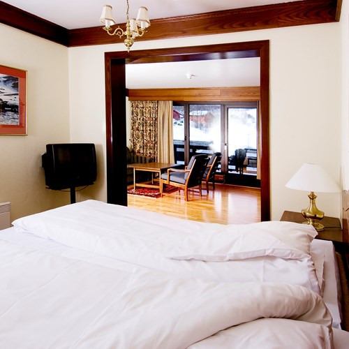 suite bedroom at the Hotel Bardola, Geilo ski resort, Norway
