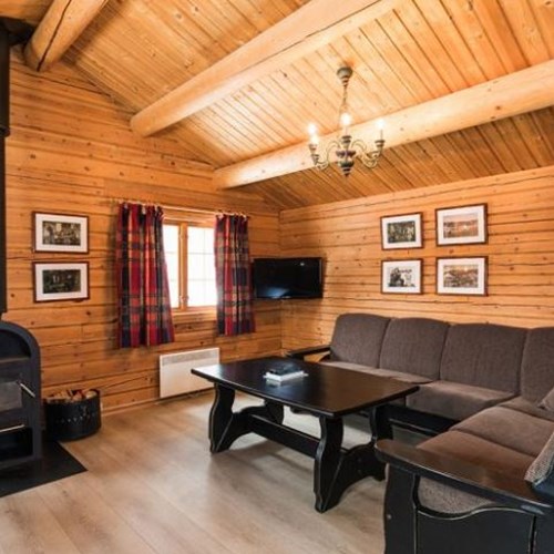 Bardola log cabins-Geilo-Norway-lounge area with log fire