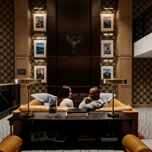 seating area, Mount Royal ski hotel in Banff, Canada