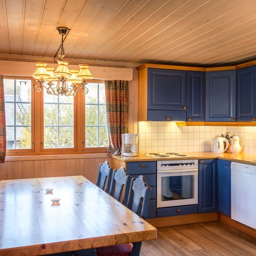 cabin kitchen and dining area, Geilolia cabins-Geilo ski resort, Norway