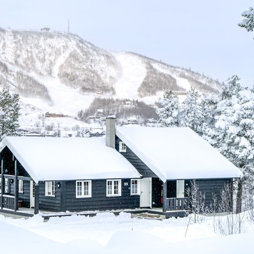 Geilolia cabins-Geilo ski resort, Norway-snowy exterior of cabin