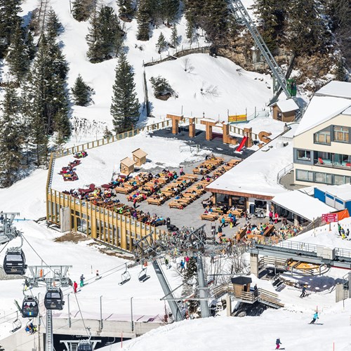 Engelberg-trubsee-Alpine-Lodge-hotel and terrace from above