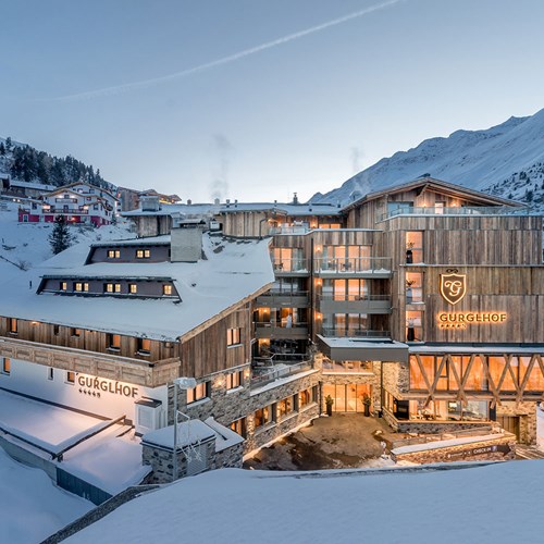 Ski Hotel Gurglhof in Obergurgl, snowy exterior