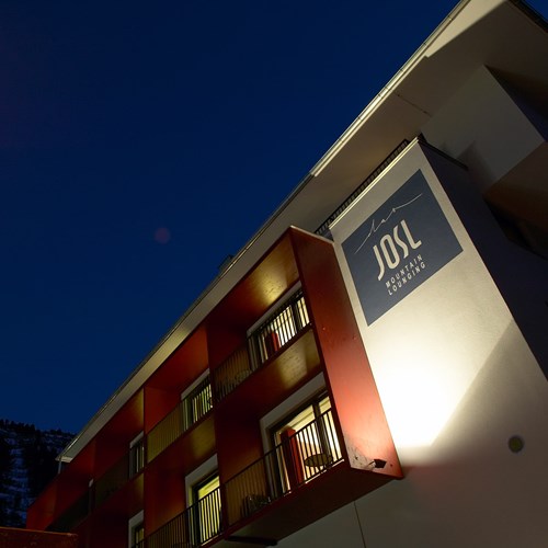 Exterior sign of the Hotel Josl in Obergurgl, Austria