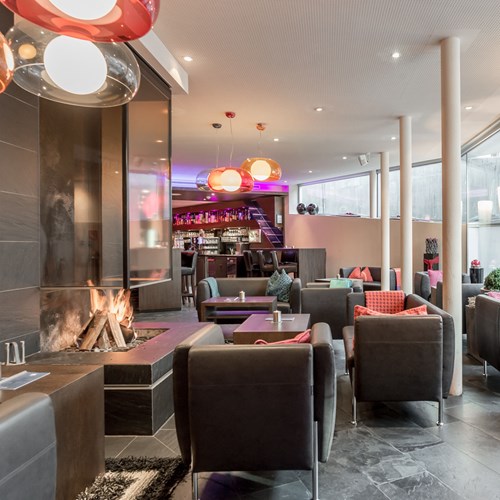 Fire in the Mountain Lounge at the Hotel Josl in Obergurgl