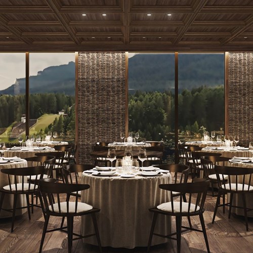 Faloria Mountain Spa Resort, Cortina ski hotel, views from the restaurant