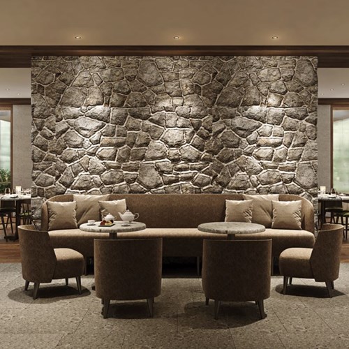 Faloria Mountain Spa Resort, Cortina ski hotel, stone wall in the bar