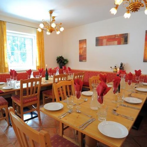 dining tables at chalet fauner, catered ski chalet in st anton