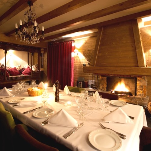 Dining room of Vieille Forge, catered ski chalet in Courchevel 1850