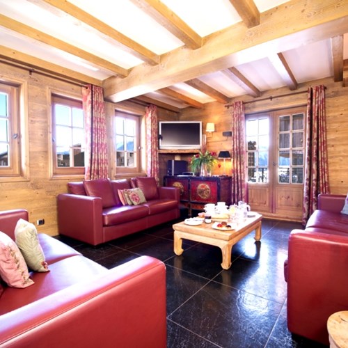 Living room at catered ski chalet in Courchevel 1850