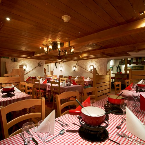 fondue in the cave at Hotel Derby in Grindelwald