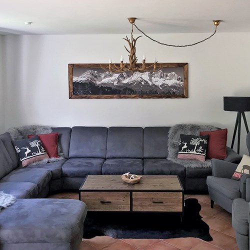 Chalet Fauner St Anton ski accommodation living room sofas