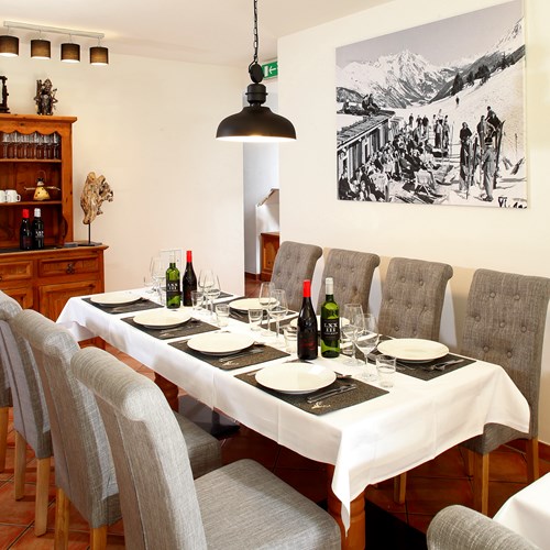 Chalet Fauner St Anton ski accommodation dining room table cabinet