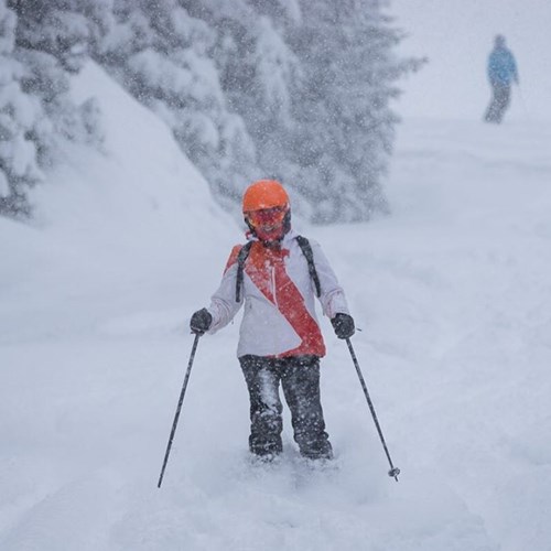 skier in meribel surrounded by snow