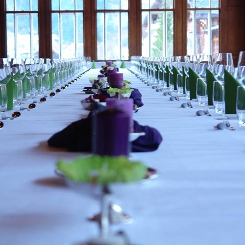 Large dining table at the Hotel Bellevue Terminus in Engelberg