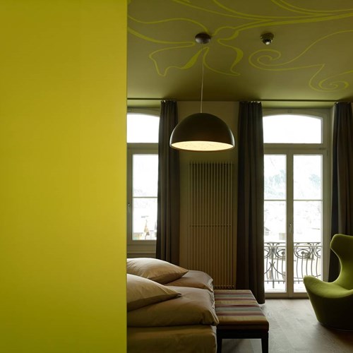 green standard room at the Hotel Bellevue Engelberg
