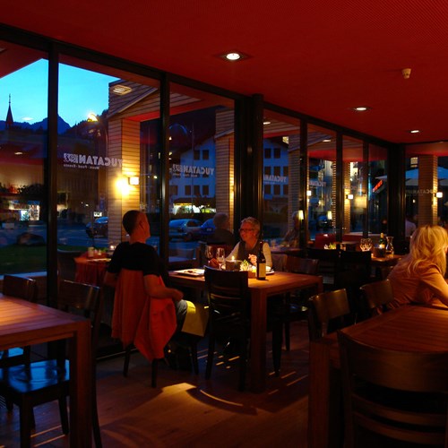 Dining in the Yucatan bar at Hotel Bellevue Terminus in Engelberg