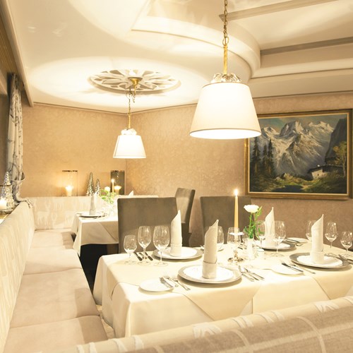 Restaurant at Hotel Hochfirst in Obergurgl, Austria. Ski accommodation.