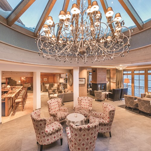Lounge and bar at Hotel Hochfirst in Obergurgl, Austria. Ski accommodation.