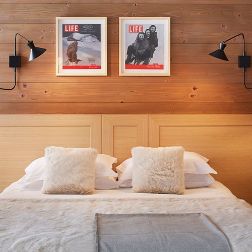 ski in ski out hotel Trois Vallees in Courchevel-bed detail shot