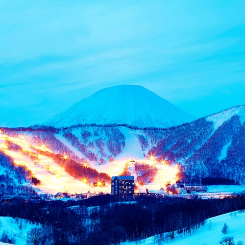 Westin ski hotel, Rusutsu ski resort - Japan - exterior at night