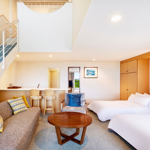 living room with murphy bed, Westin ski hotel, Rusutsu ski resort - Japan