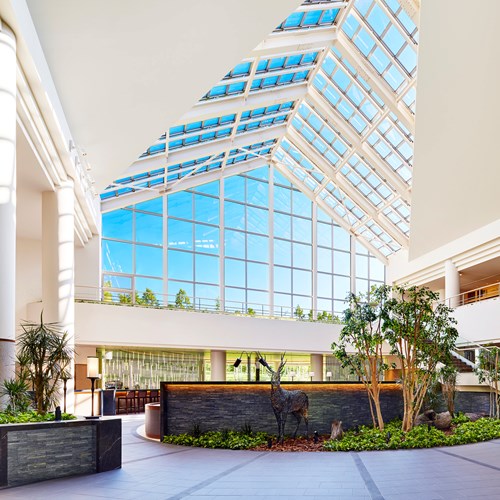 Westin ski hotel, Rusutsu ski resort - Japan - glass lobby area