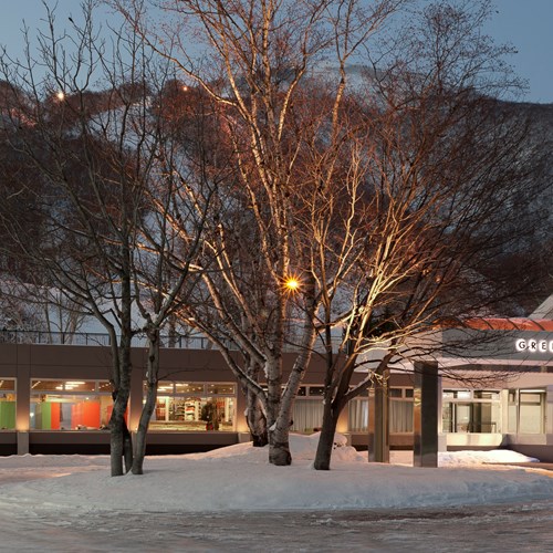 Greenleaf ski hotel - Niseko - Japan - hotel from the road