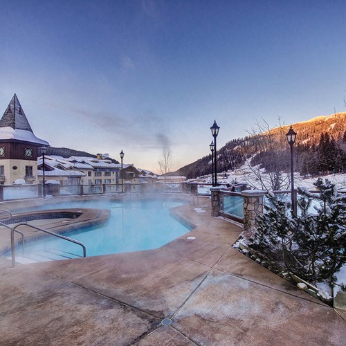 Outdoor pool at Sun Peaks Grand ski accommodation in Canada