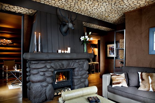 fireplace in lounge area-Le Lodge Park Megeve