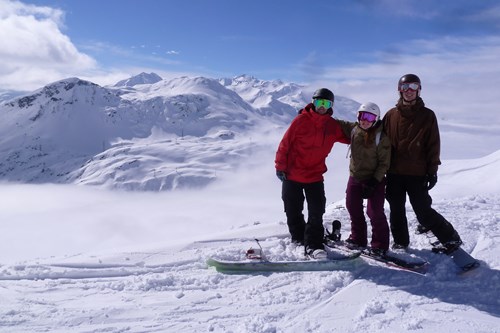 best ski runs with a view in st anton, group of snowboarders