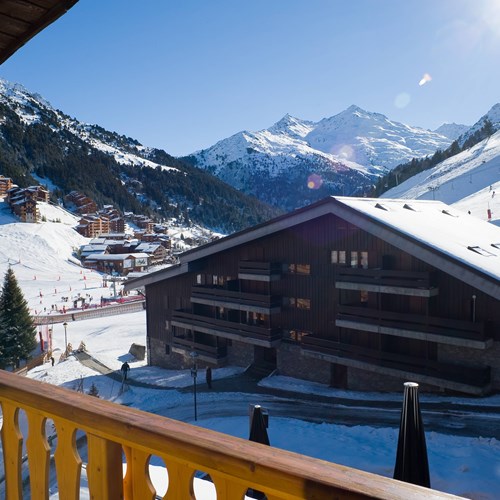 view from the balcony at Hotel Le Mottaret, ski hotel in Meribel ski resort