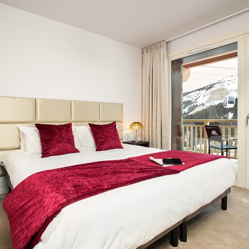 Red room at the Hotel Le mottaret in Meribel ski resort