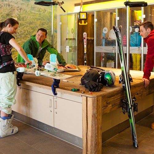 Ski station and locker room at Explorer Hotel, ski accommodation in Austria