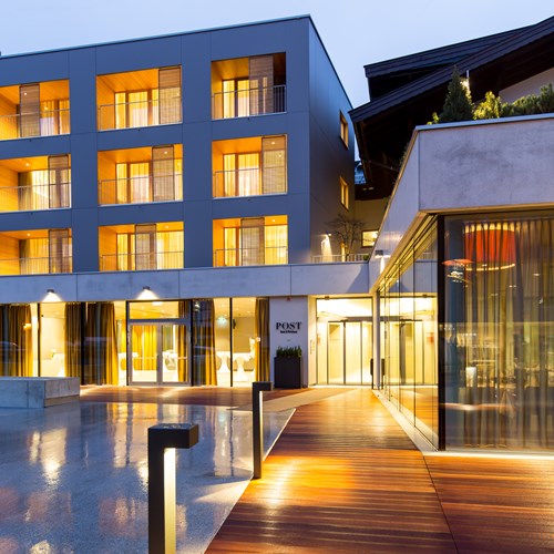 Modern exterior of Hotel & Wirtshaus Post, ski accommodation in St Johann