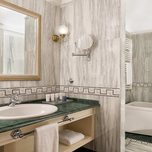 bathroom at the Hotel Cristallo in Cortina, Italy