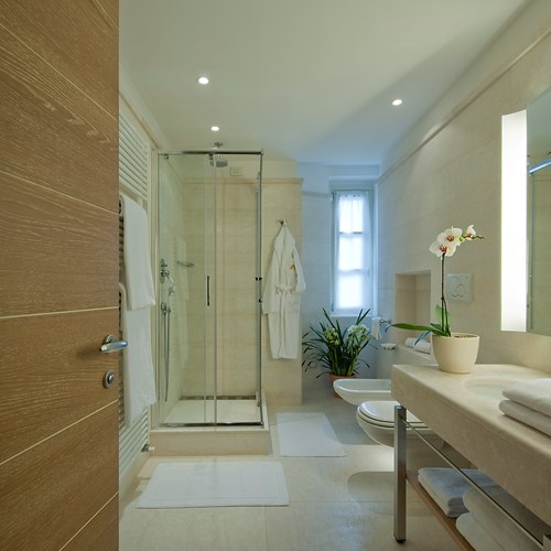 superior bathroom at the Grand Hotel Savoia Cortina
