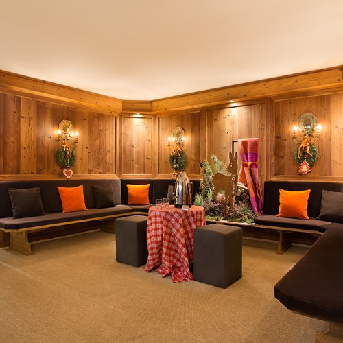 seating area at Hotel Cristallo in Cortina, Italy ski accommodation