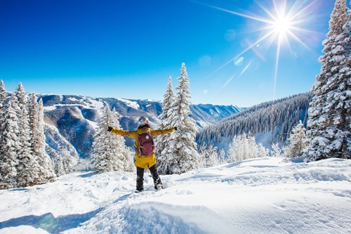 Aspen Snowmass USA arms out blue sky
