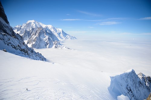 Chamonix ski weekends France view wide slope above cloud