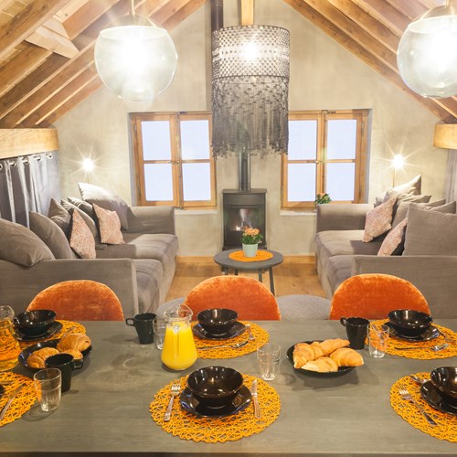 lounge and dining table of The Loft Chalet in Chamonix