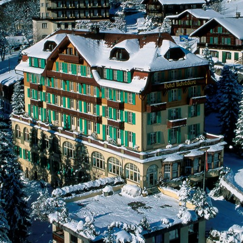 Hotel Belvedere Wengen, Switzerland - Hotel exterior in snow