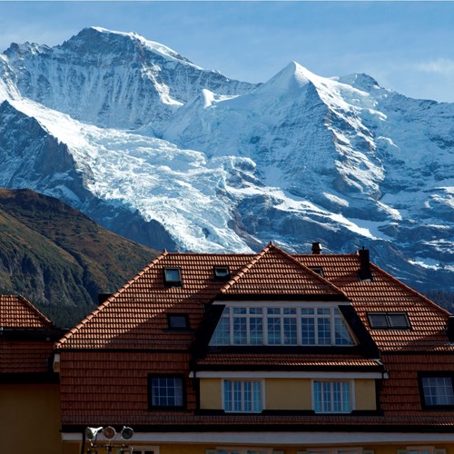 mountain tops over the Hotel Silberhorn Wengen, Switzerland