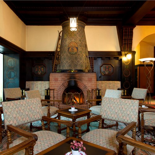 roaring fireplace at Hotel Belvedere Wengen, Switzerland