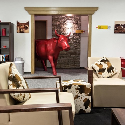 Trubsee Alpine Lodge-Engelberg ski resort-lobby with cow