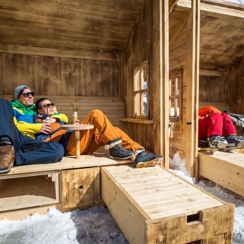 Trubsee Alpine Lodge-Engelberg ski resort-outdoor apres shelters
